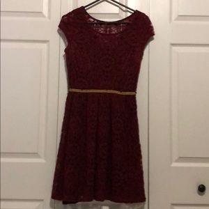 Anthropologie Burgundy Lace Dress